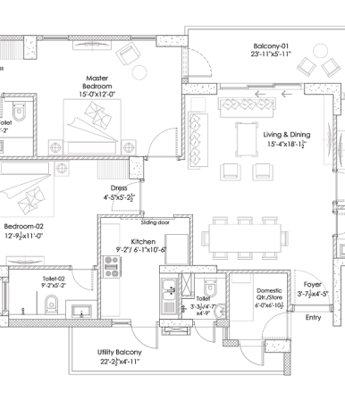 3 BHK - Type A